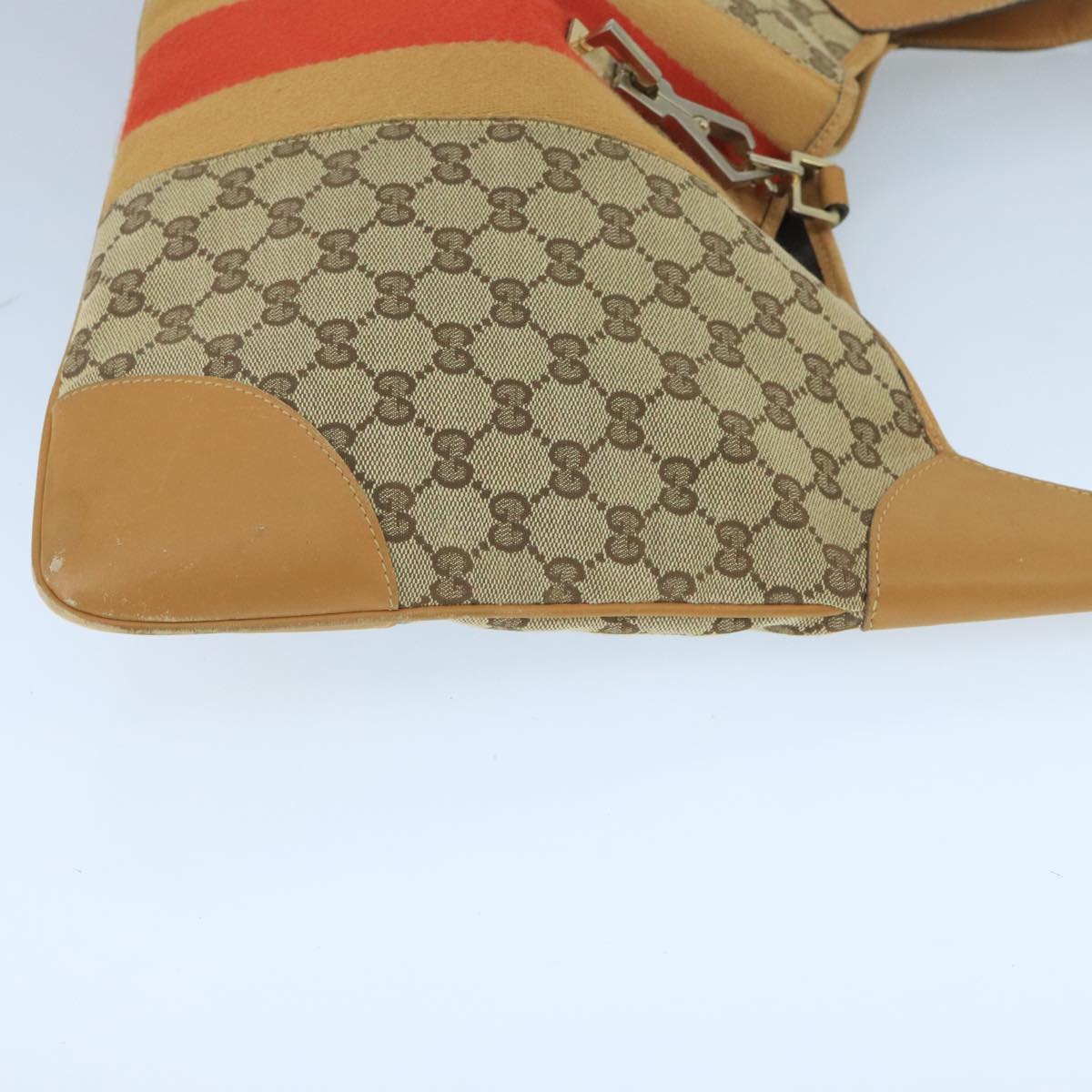 GUCCI GG Canvas Sherry Line Jackie Shoulder Bag Beige Red 001 4075 bs19585