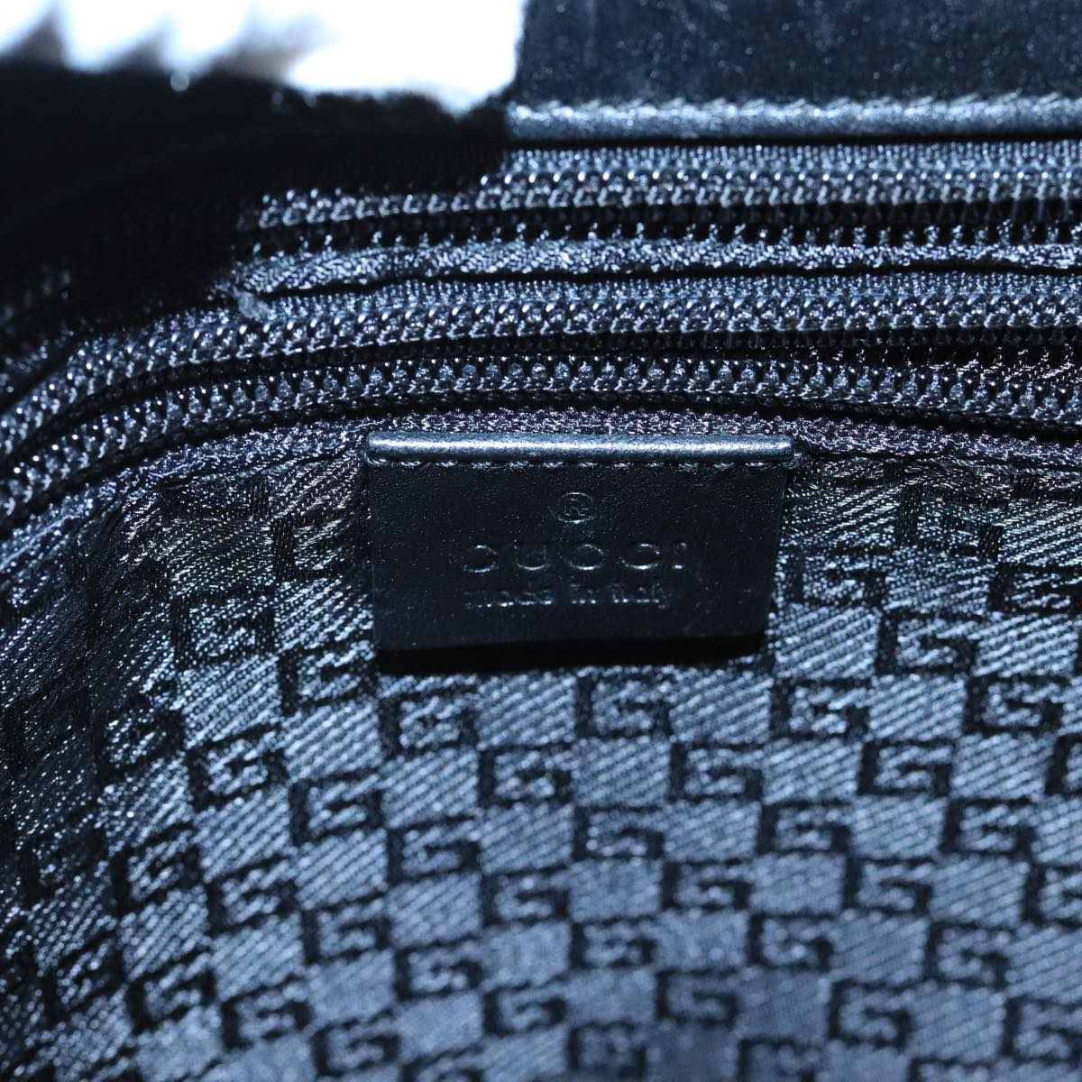 GUCCI Tote Bag Canvas Silver Black 019 0426 3444 bs19587