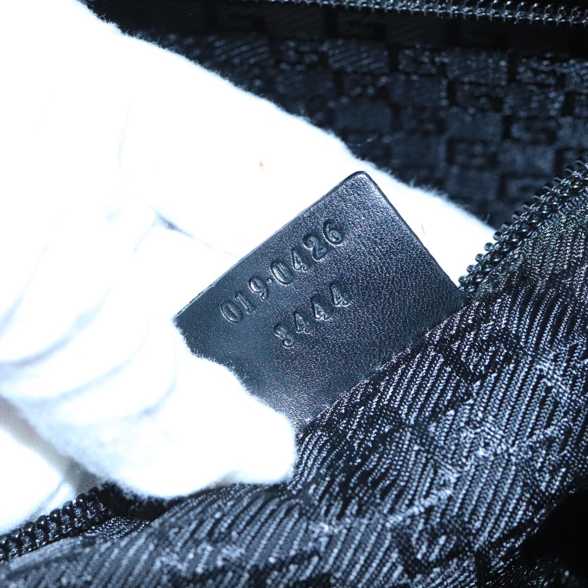 GUCCI Tote Bag Canvas Silver Black 019 0426 3444 bs19587