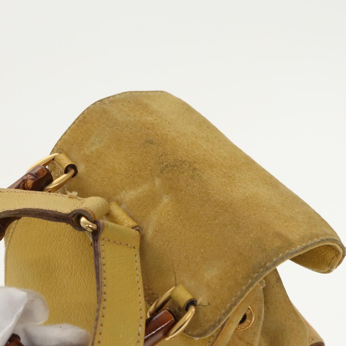 GUCCI Bamboo Backpack Suede Leather Yellow Gold 003 2058 0030 bs19589