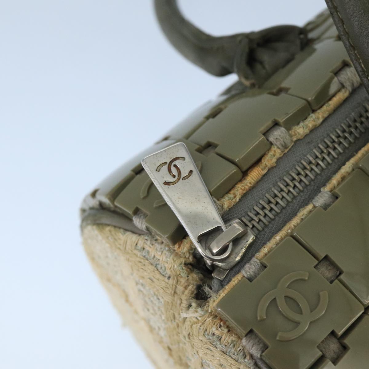 CHANEL Hand Bag plastic Khaki CC bs19614