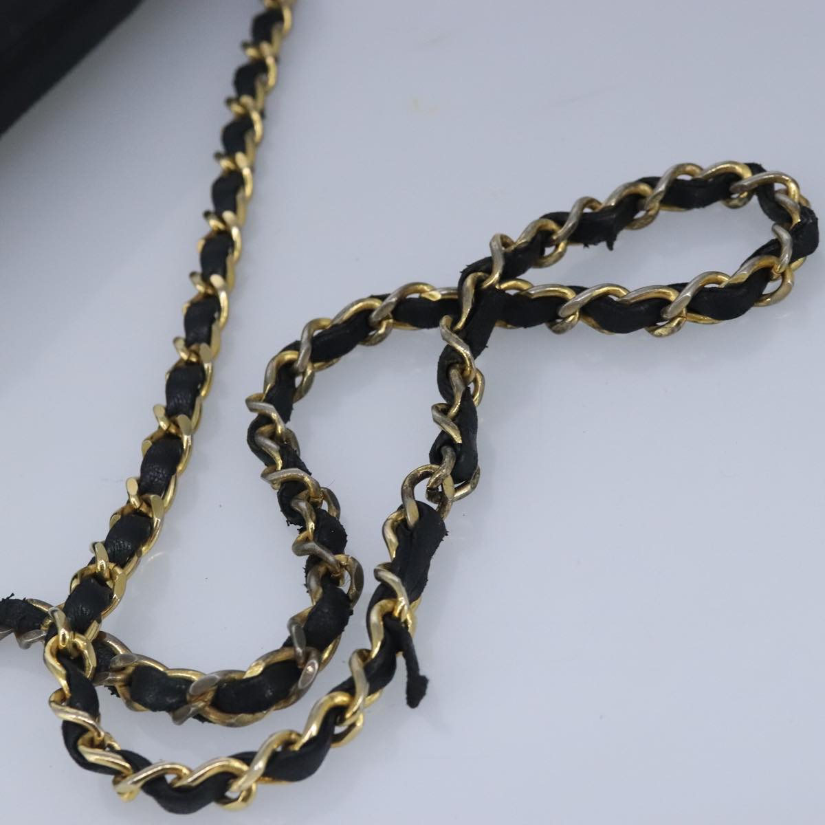 CHANEL Chain Shoulder Bag Lamb Skin Black Gold CC bs19645