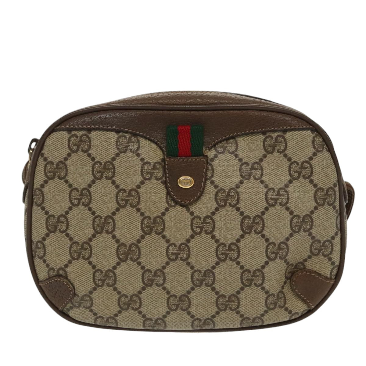 GUCCI GG Supreme Web Sherry Line Shoulder Bag PVC Beige 89 02 066 bs19662