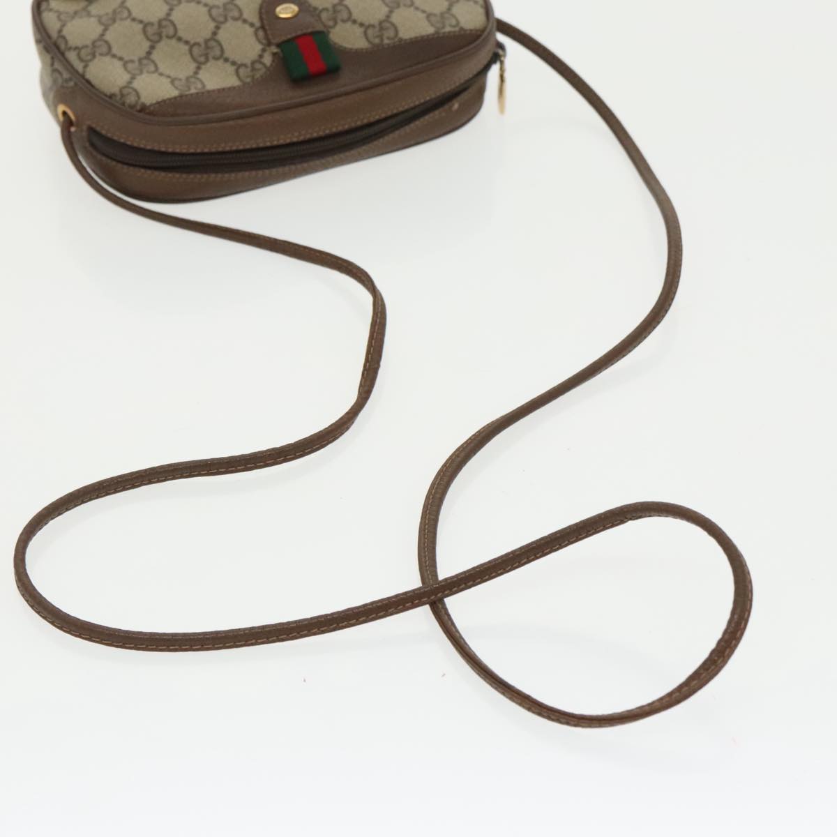 GUCCI GG Supreme Web Sherry Line Shoulder Bag PVC Beige 89 02 066 bs19662