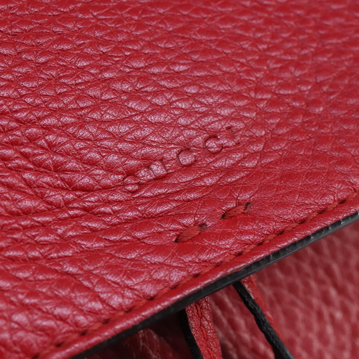 GUCCI Bamboo Daily Shoulder Bag Leather Red Silver 370826 bs19665