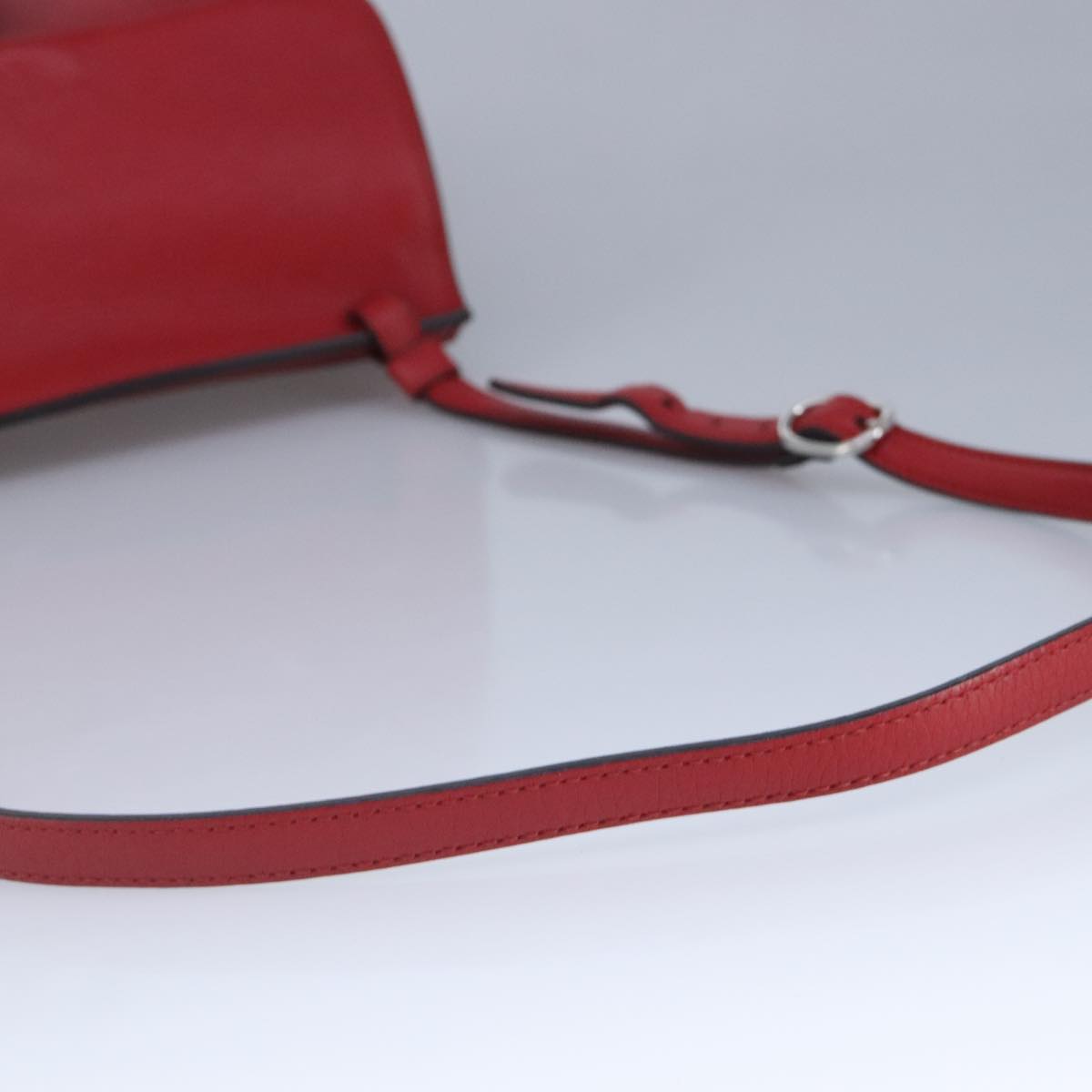 GUCCI Bamboo Daily Shoulder Bag Leather Red Silver 370826 bs19665