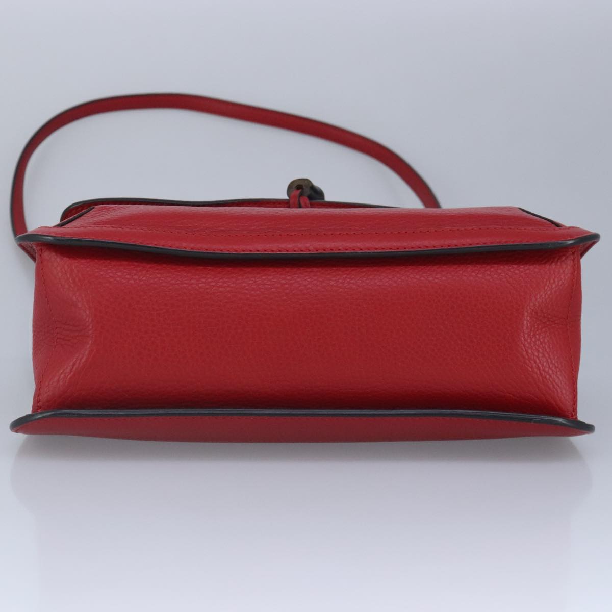 GUCCI Bamboo Daily Shoulder Bag Leather Red Silver 370826 bs19665