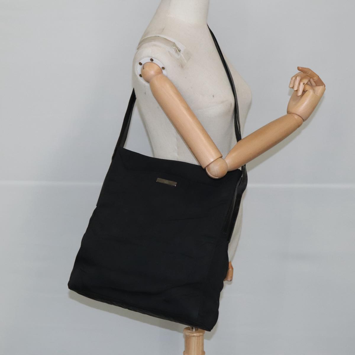 GUCCI Shoulder Bag Canvas Black Silver 002 1043 bs19670