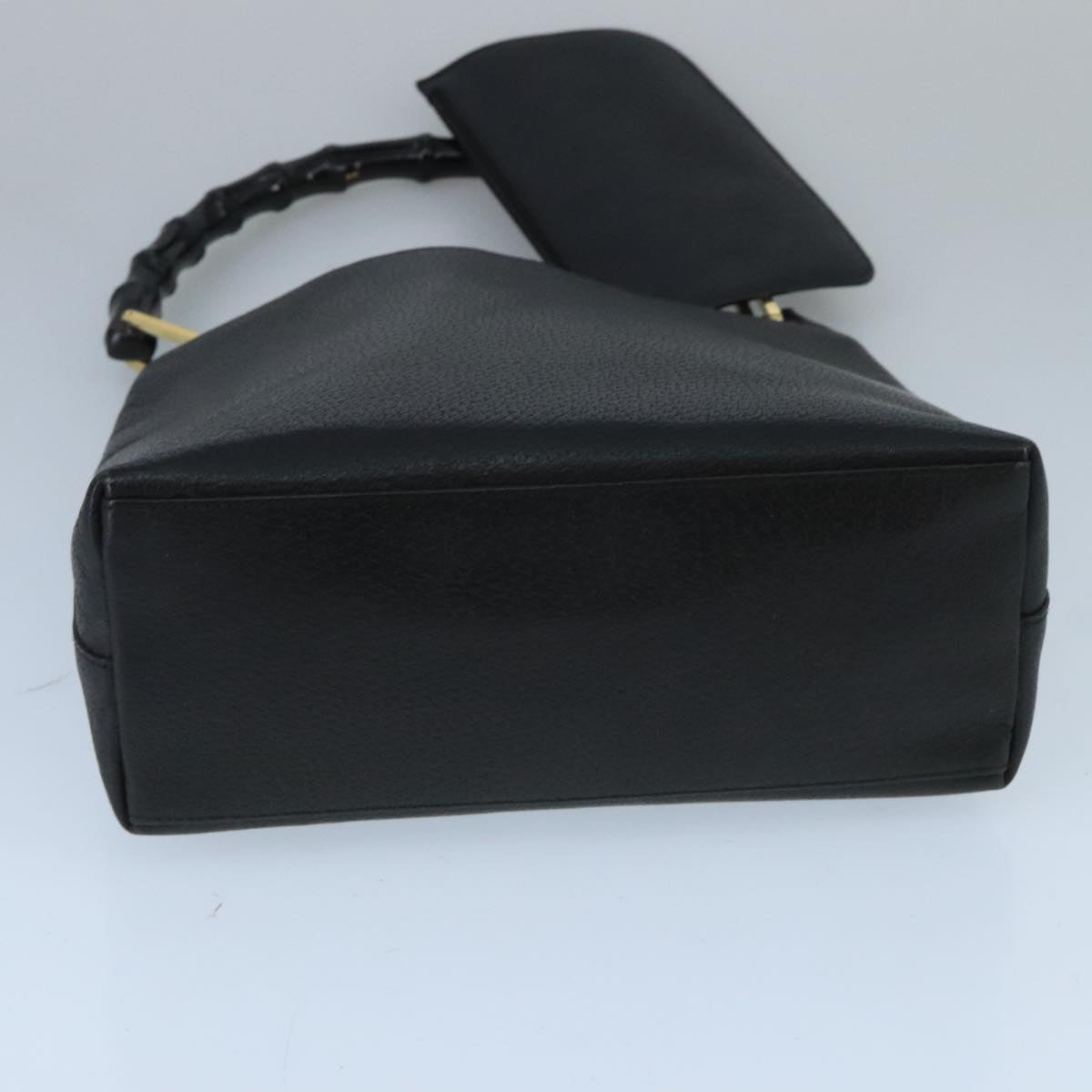 GUCCI Bamboo Shoulder Bag Leather Black Gold 001 1880 bs19671