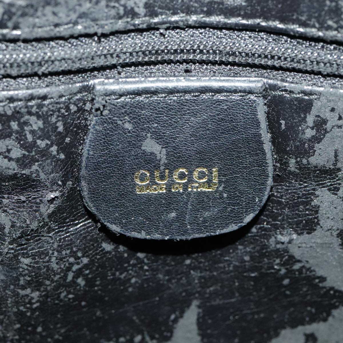 GUCCI Hand Bag Leather 2way Black Gold bs19673