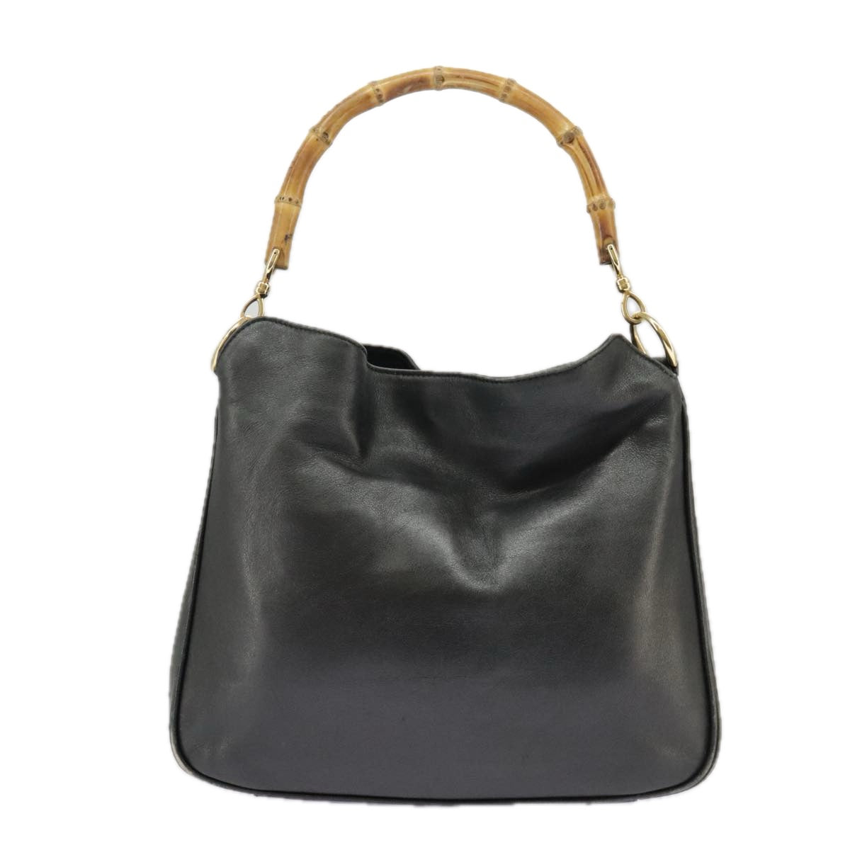 GUCCI Hand Bag Leather 2way Black Gold bs19673