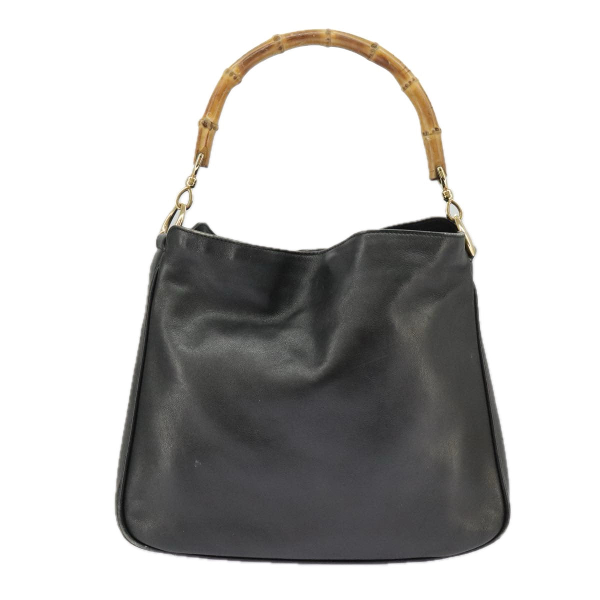 GUCCI Hand Bag Leather 2way Black Gold bs19673