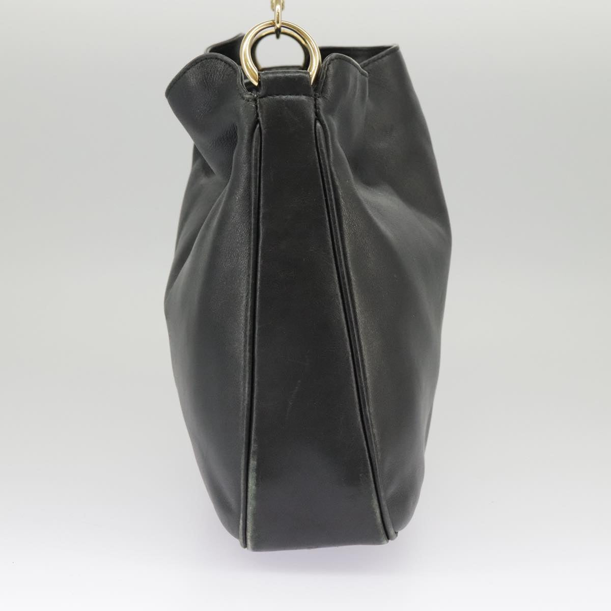 GUCCI Hand Bag Leather 2way Black Gold bs19673