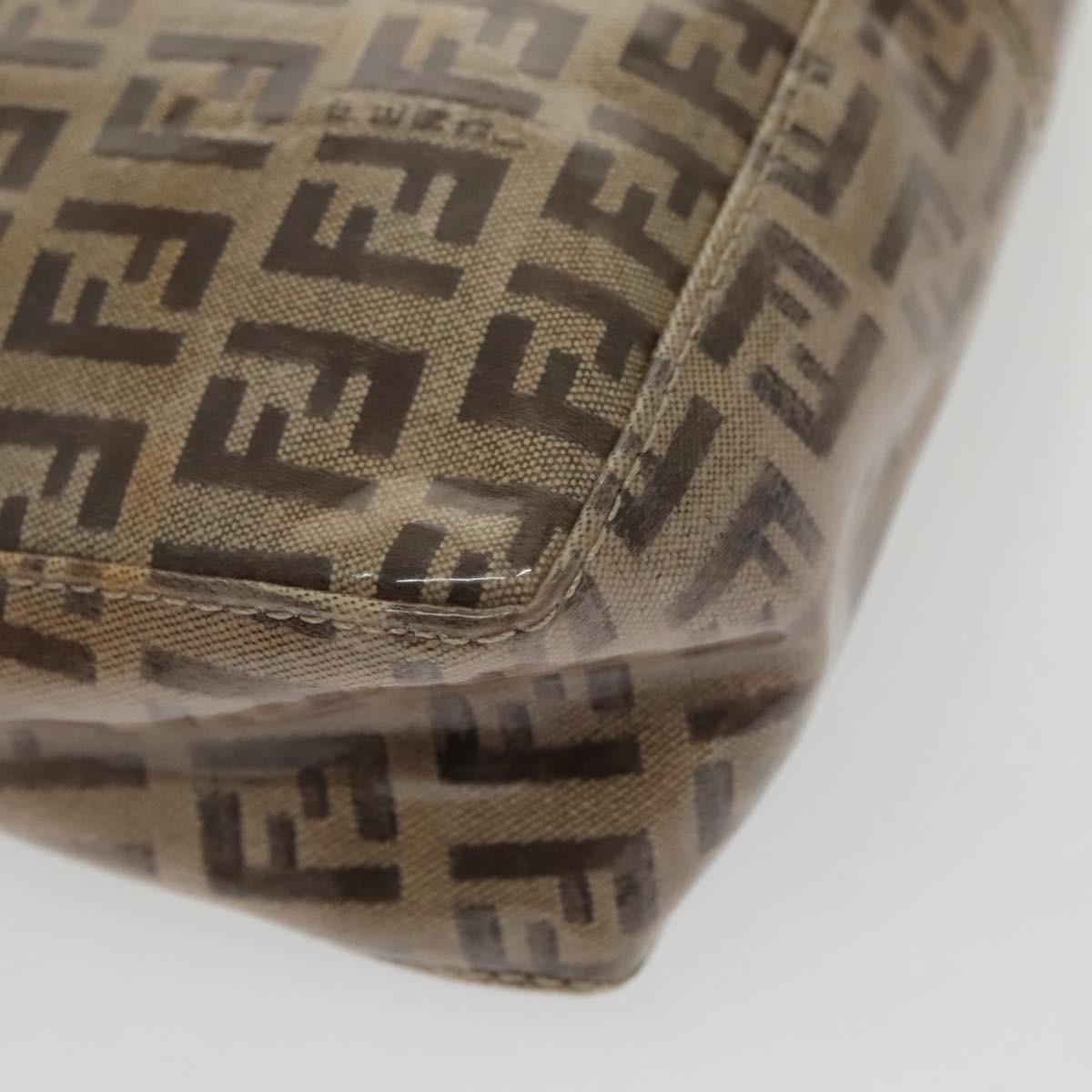 FENDI Zucchino Canvas Hand Bag Gold Brown bs19698