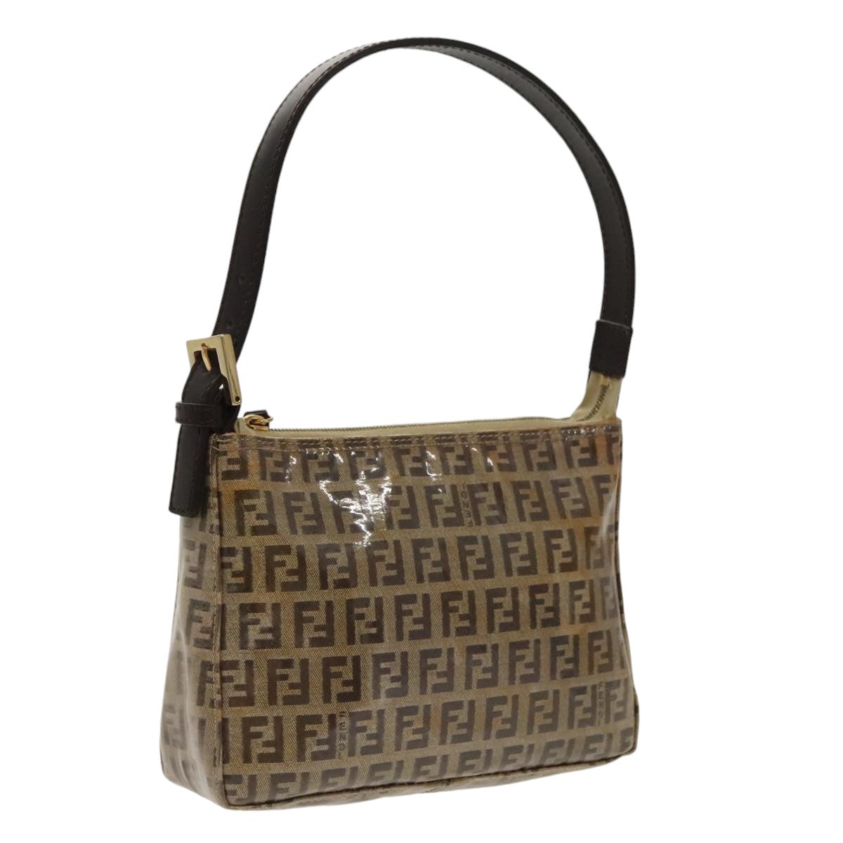 FENDI Zucchino Canvas Hand Bag Gold Brown bs19698