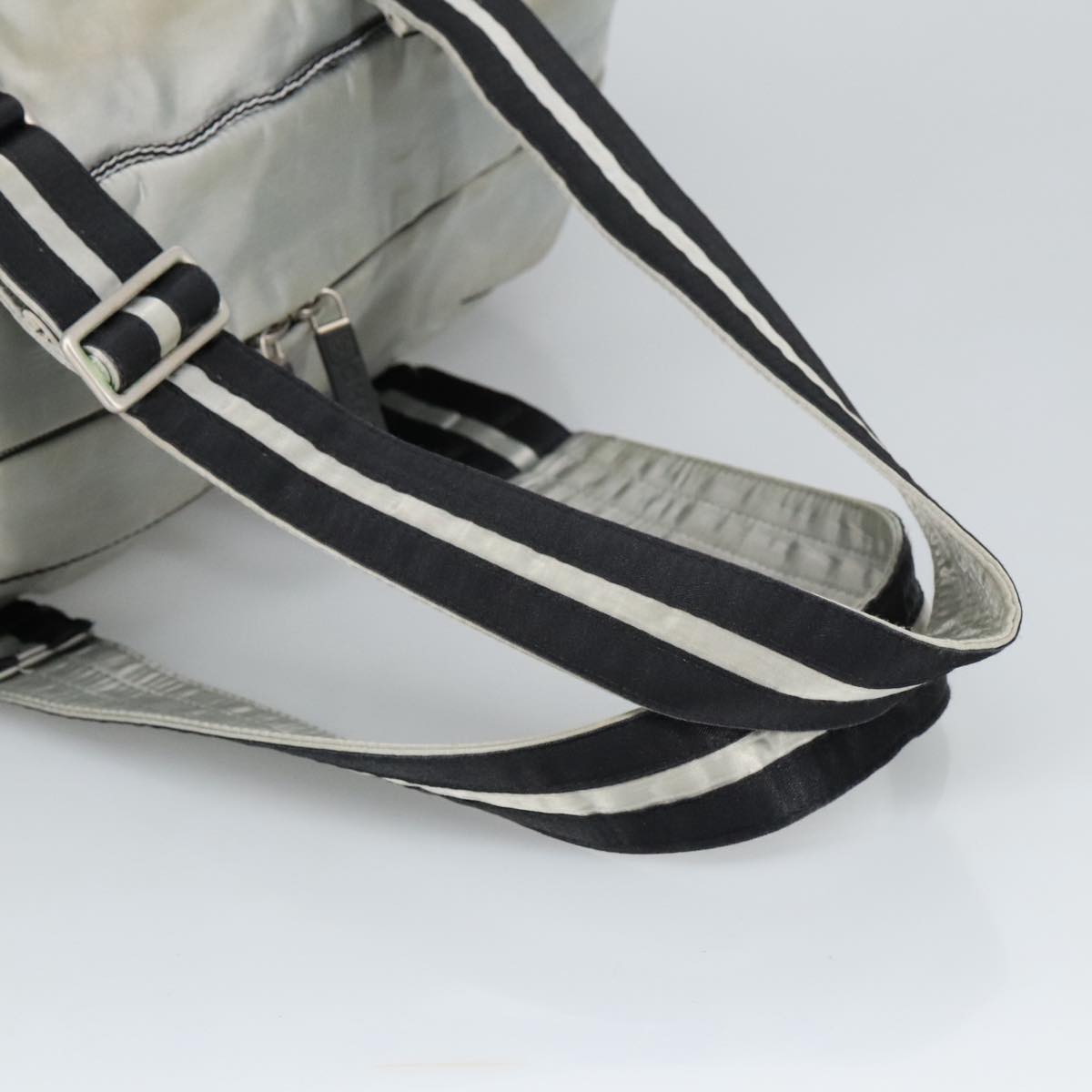 CHANEL Sports Boston Bag Canvas Silver Black CC bs19744