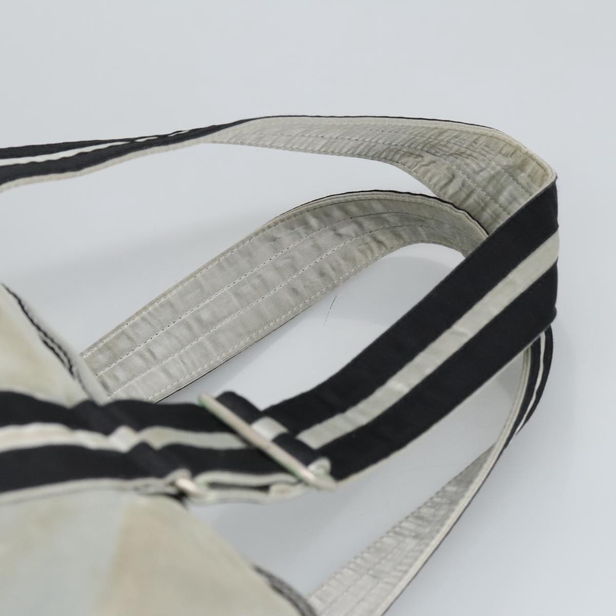 CHANEL Sports Boston Bag Canvas Silver Black CC bs19744