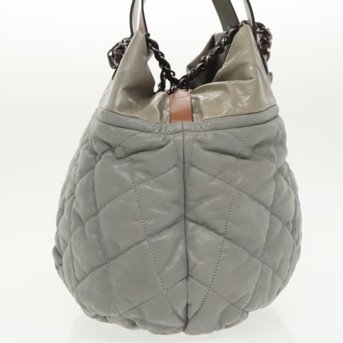 CHANEL Matelasse Hand Bag Leather 2way Gray CC bs19745