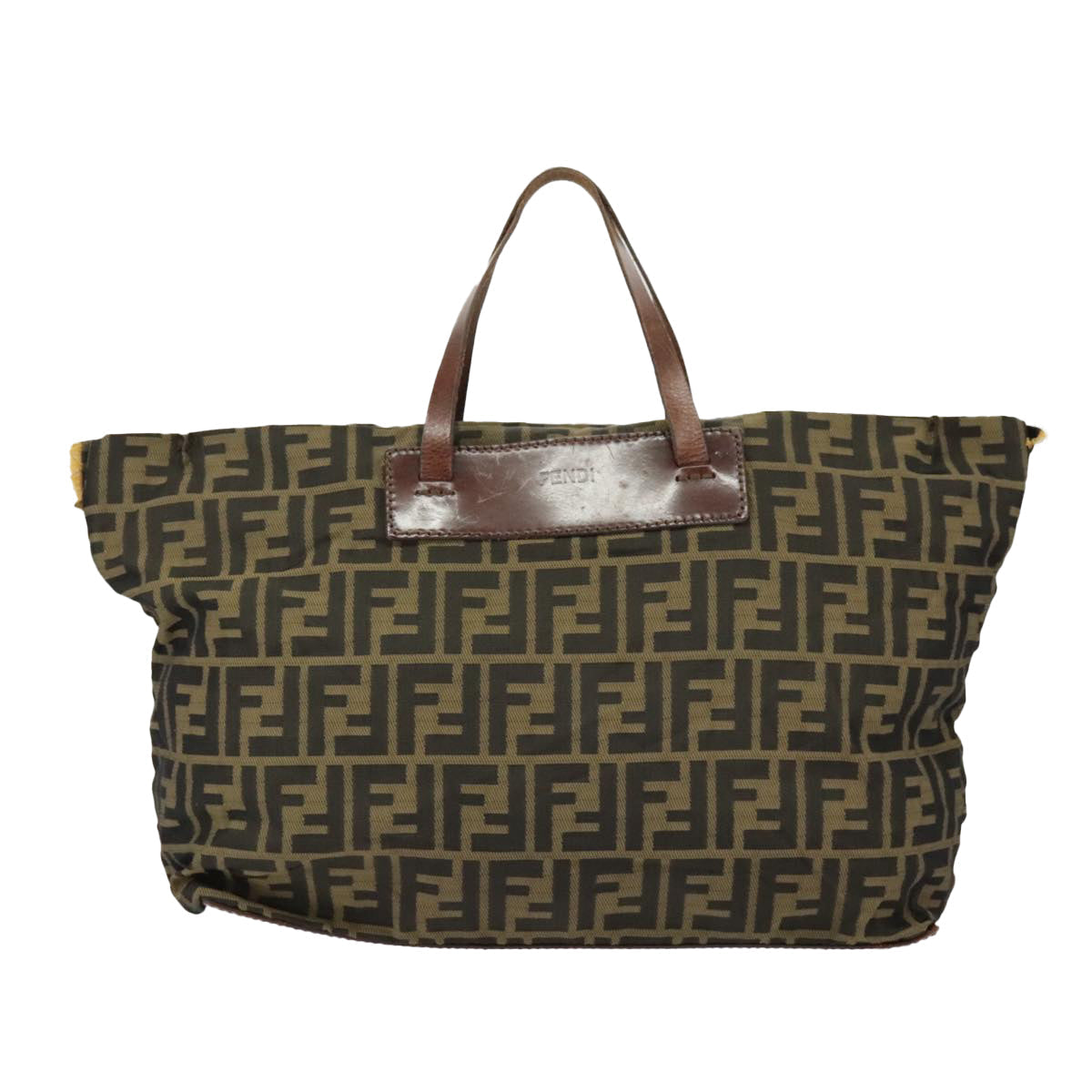 FENDI Zucca Canvas Hand Bag Brown Black Gold bs19756