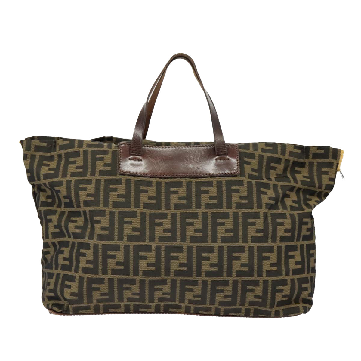 FENDI Zucca Canvas Hand Bag Brown Black Gold bs19756