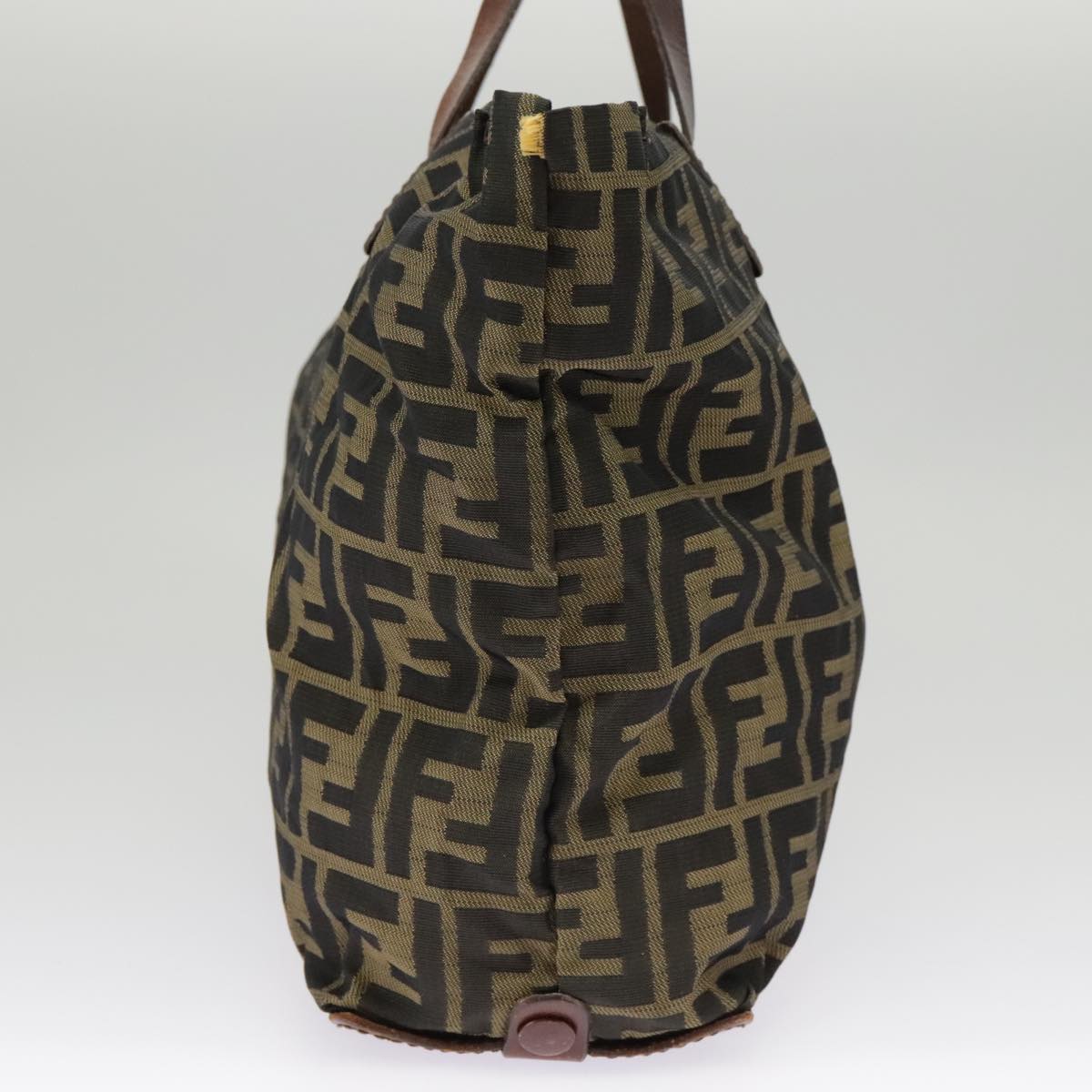 FENDI Zucca Canvas Hand Bag Brown Black Gold bs19756
