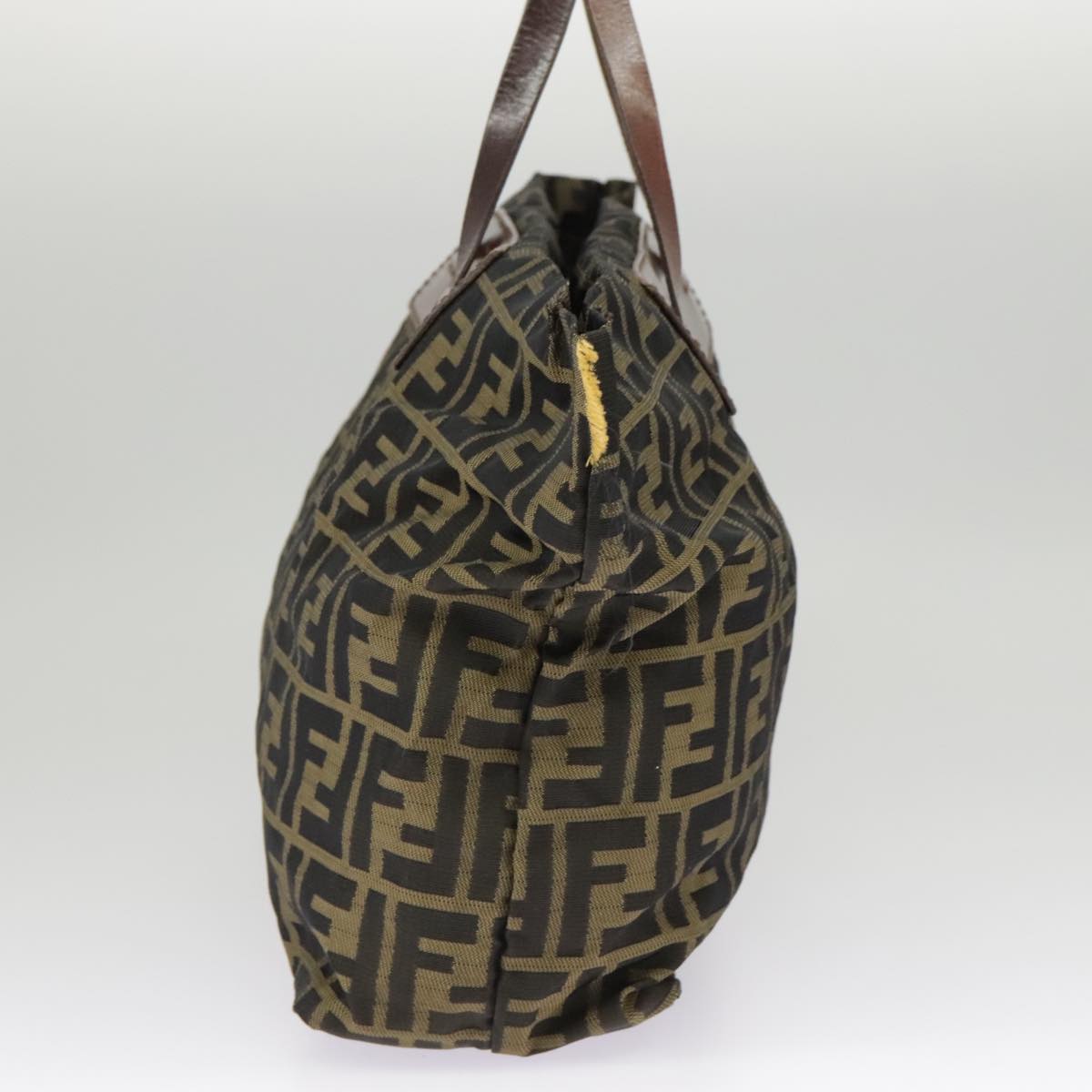 FENDI Zucca Canvas Hand Bag Brown Black Gold bs19756
