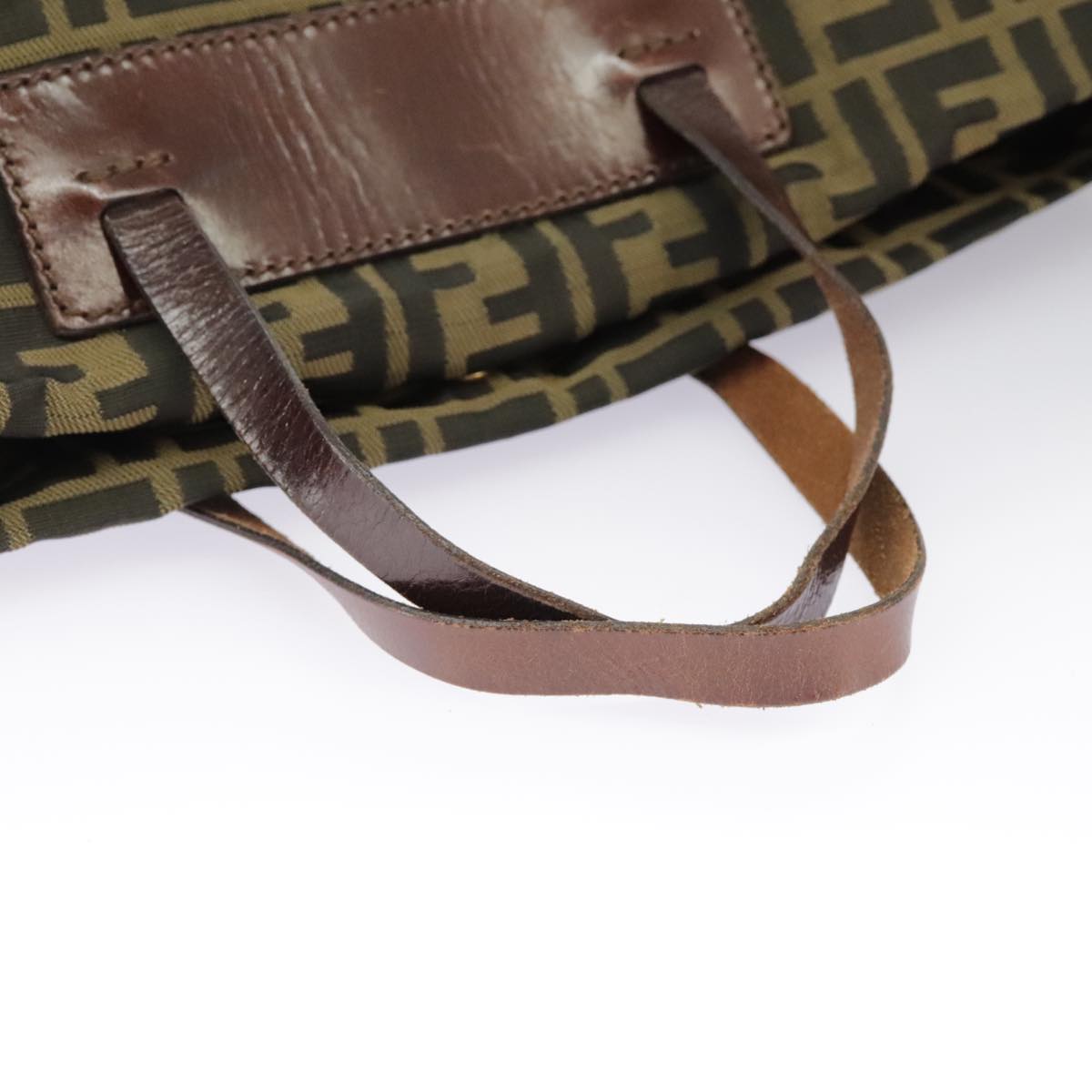 FENDI Zucca Canvas Hand Bag Brown Black Gold bs19756