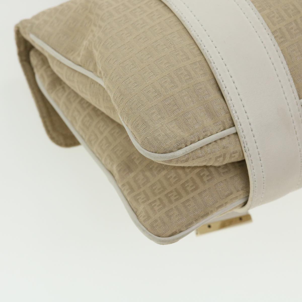 FENDI Zucchino Canvas Shoulder Bag Beige bs1980
