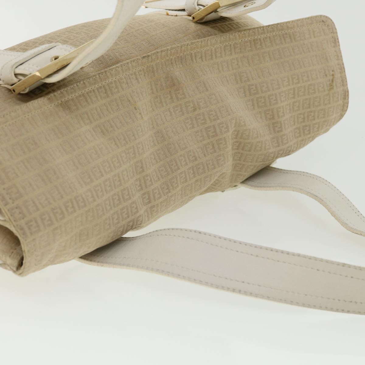 FENDI Zucchino Canvas Shoulder Bag Beige bs1980