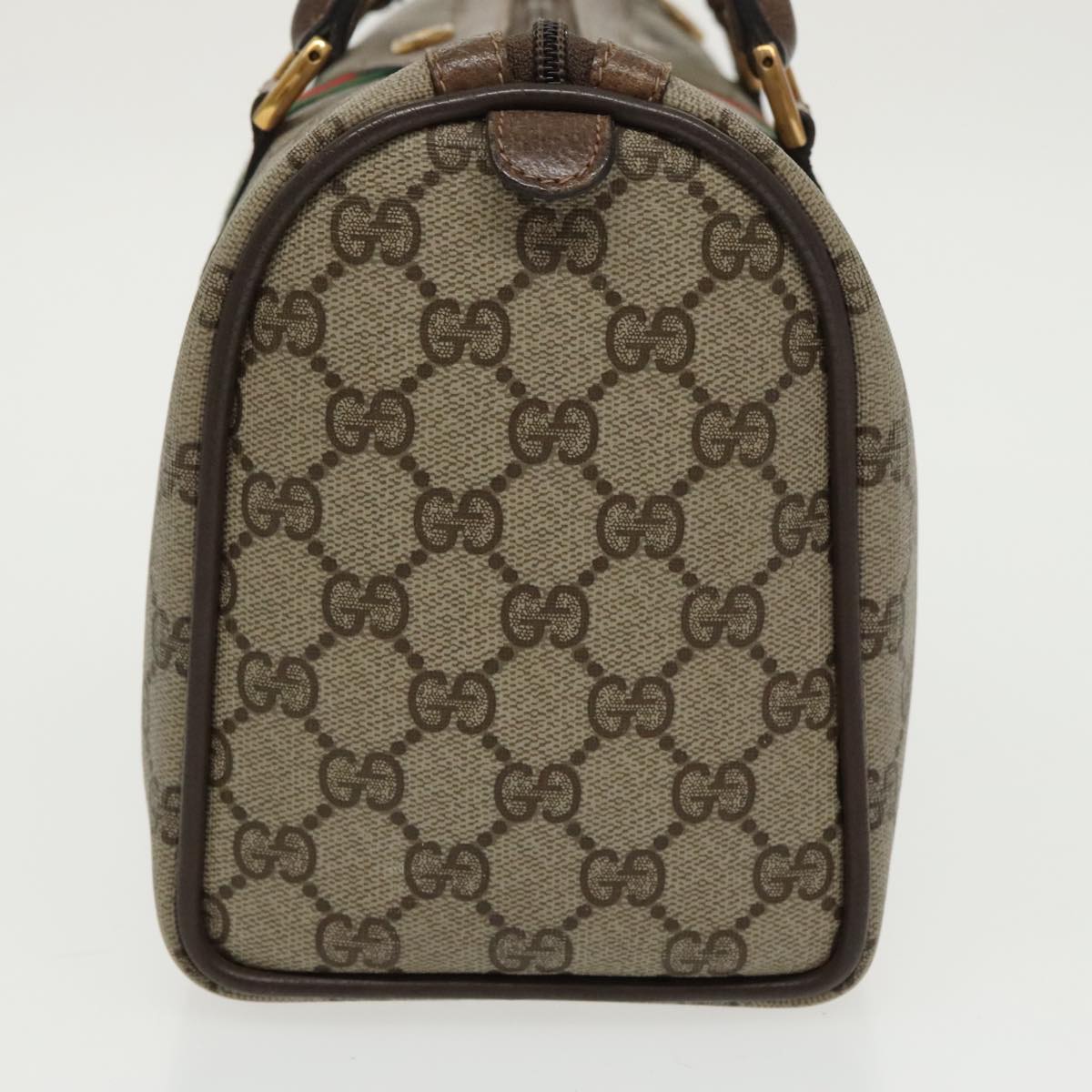 GUCCI GG Supreme Web Sherry Line Boston Bag PVC Beige 40 02 006 bs19804