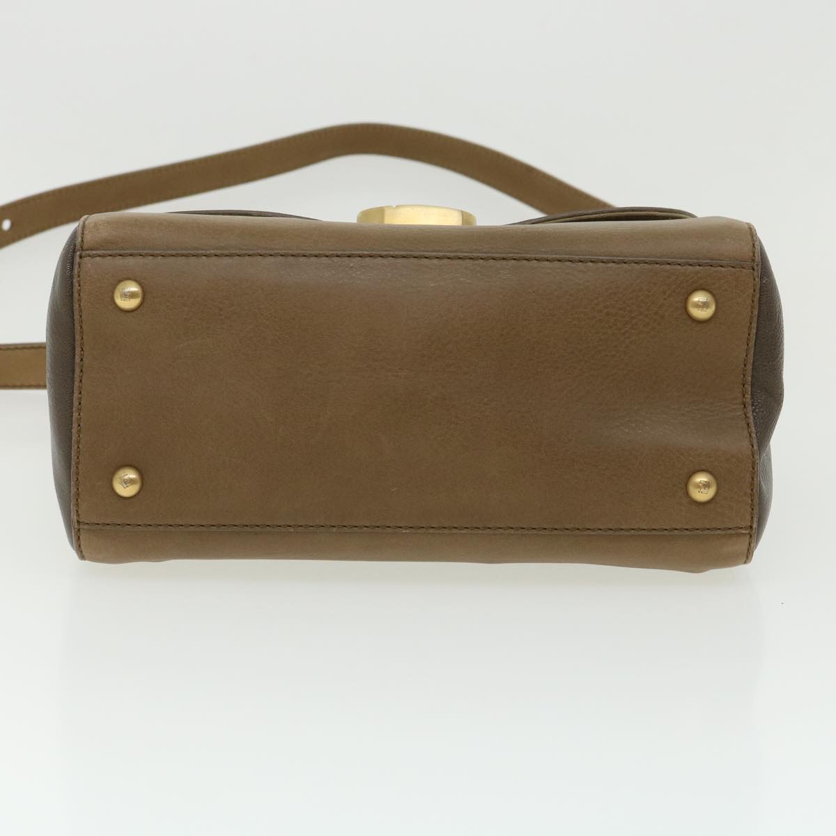 FENDI Shoulder Bag Leather 2way Brown bs1981