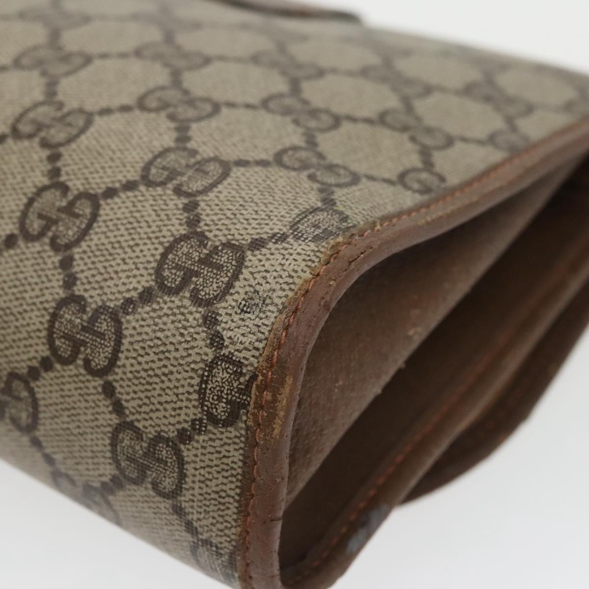 GUCCI GG Supreme Web Sherry Line Clutch Bag PVC Beige 89 01 030 bs19871