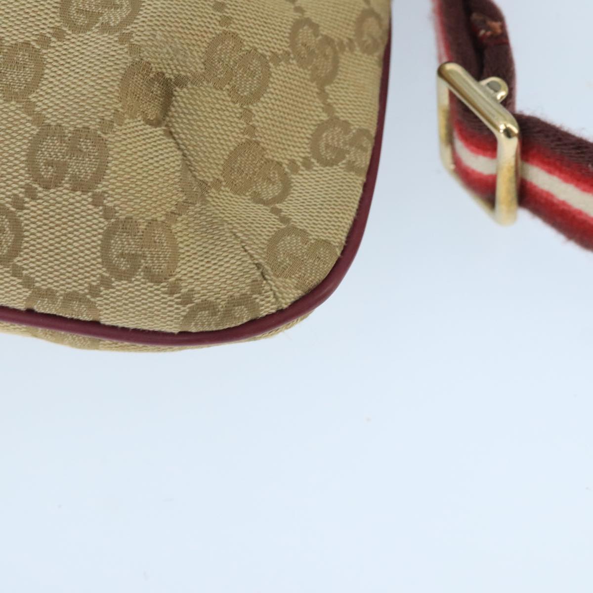 GUCCI GG Canvas Sherry Line Shoulder Bag Beige Wine Red Red 189749 bs19873