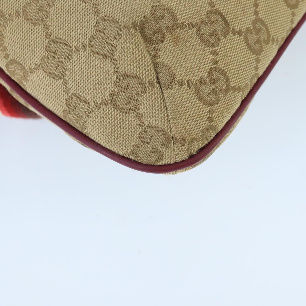 GUCCI GG Canvas Sherry Line Shoulder Bag Beige Wine Red Red 189749 bs19873