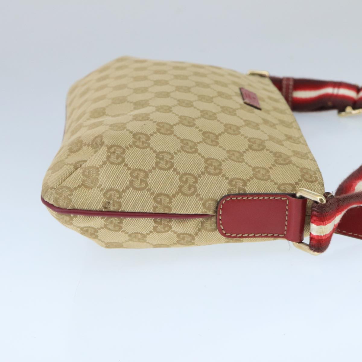 GUCCI GG Canvas Sherry Line Shoulder Bag Beige Wine Red Red 189749 bs19873
