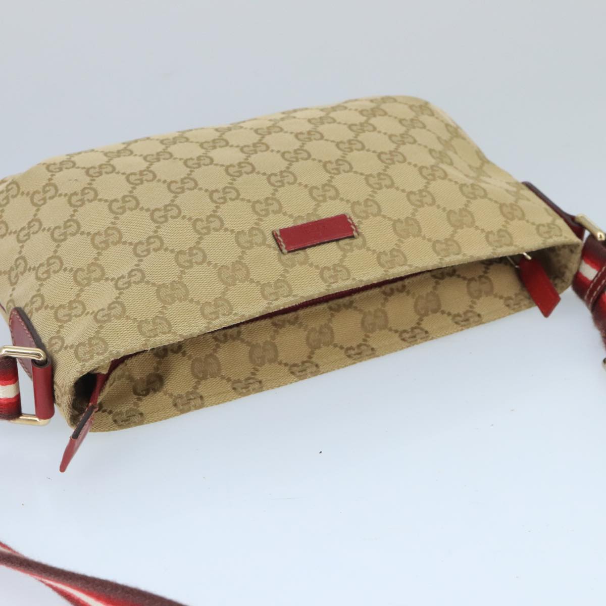 GUCCI GG Canvas Sherry Line Shoulder Bag Beige Wine Red Red 189749 bs19873
