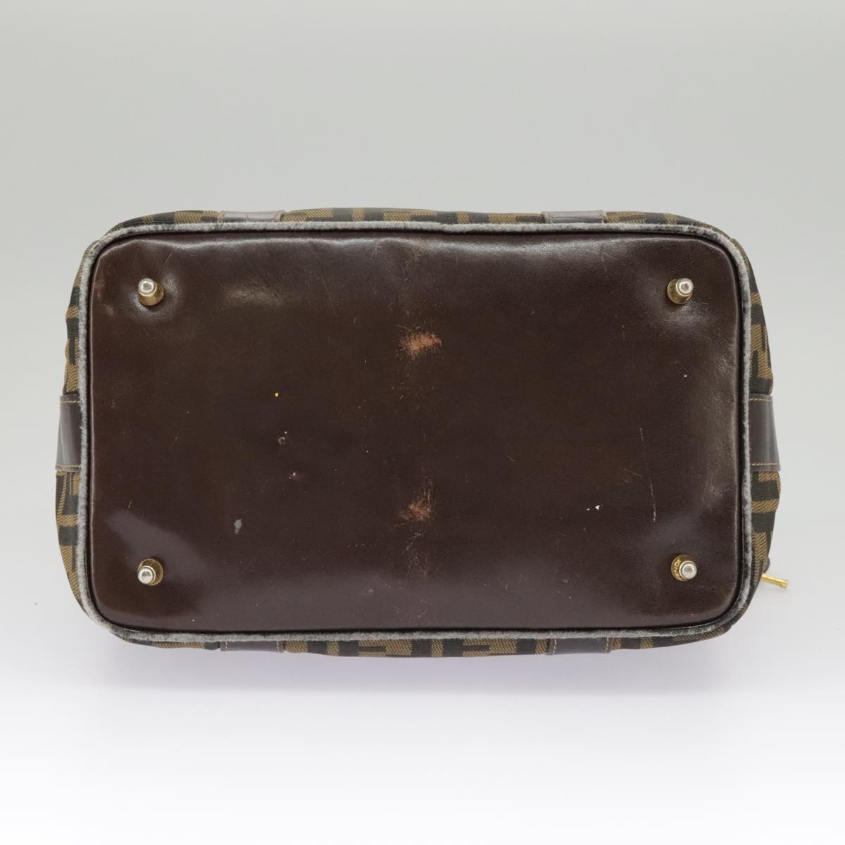 FENDI Zucca Canvas Hand Bag Brown Black Gold bs19936