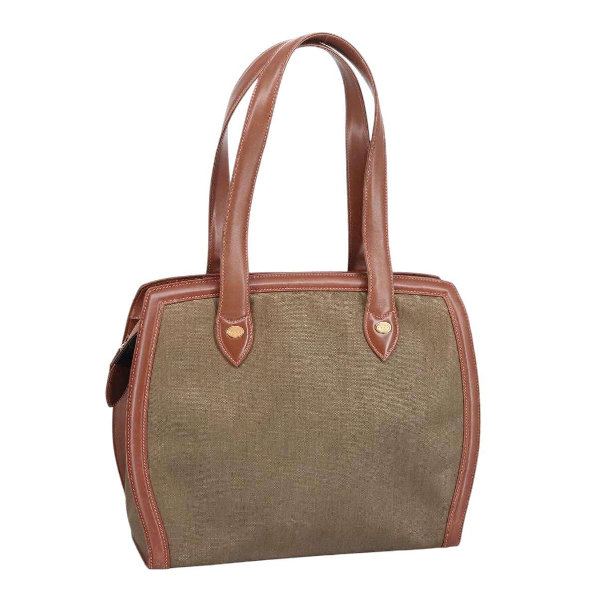 GUCCI Tote Bag Canvas Leather Brown Gold bs20017