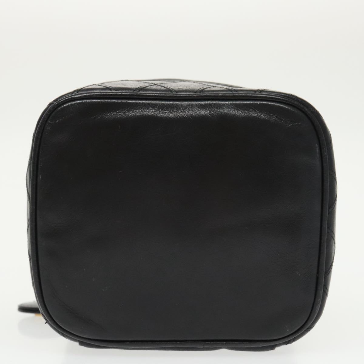 CHANEL Bicolore Vanity Cosmetic Pouch Canvas Leather Black Gold CC bs20025