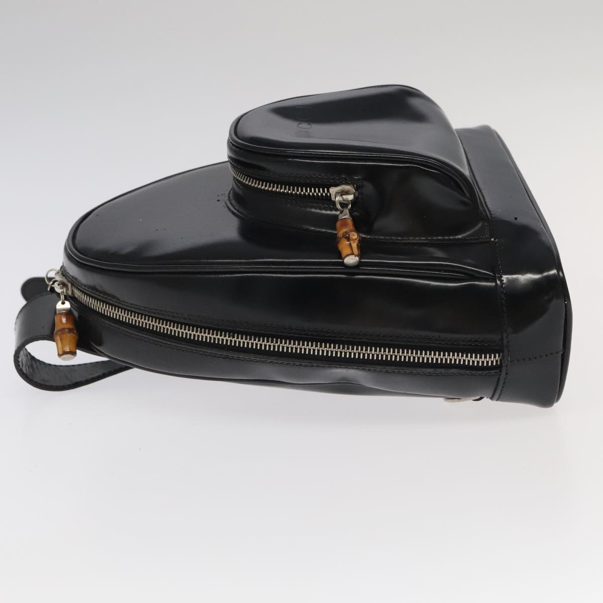 GUCCI Bamboo Body Bag Enamel Black Gold 003 2113 0127 bs20062