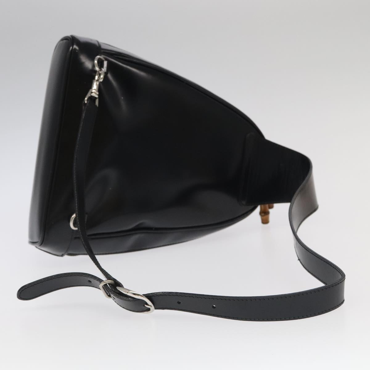GUCCI Bamboo Body Bag Enamel Black Gold 003 2113 0127 bs20062