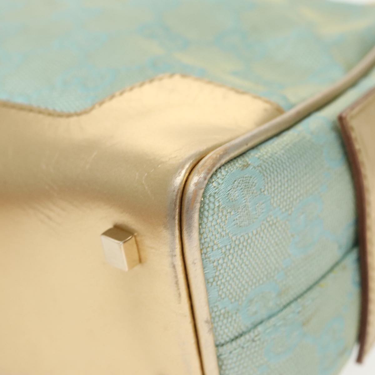 GUCCI GG Canvas Hand Bag Outlet Peppermint Gold 000 0852 2123 bs20063