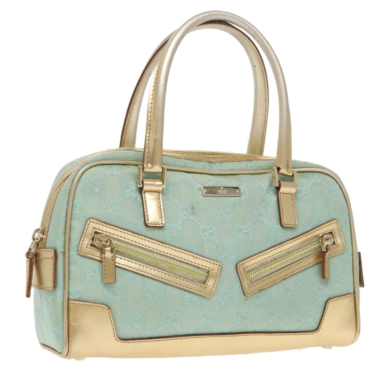 GUCCI GG Canvas Hand Bag Outlet Peppermint Gold 000 0852 2123 bs20063