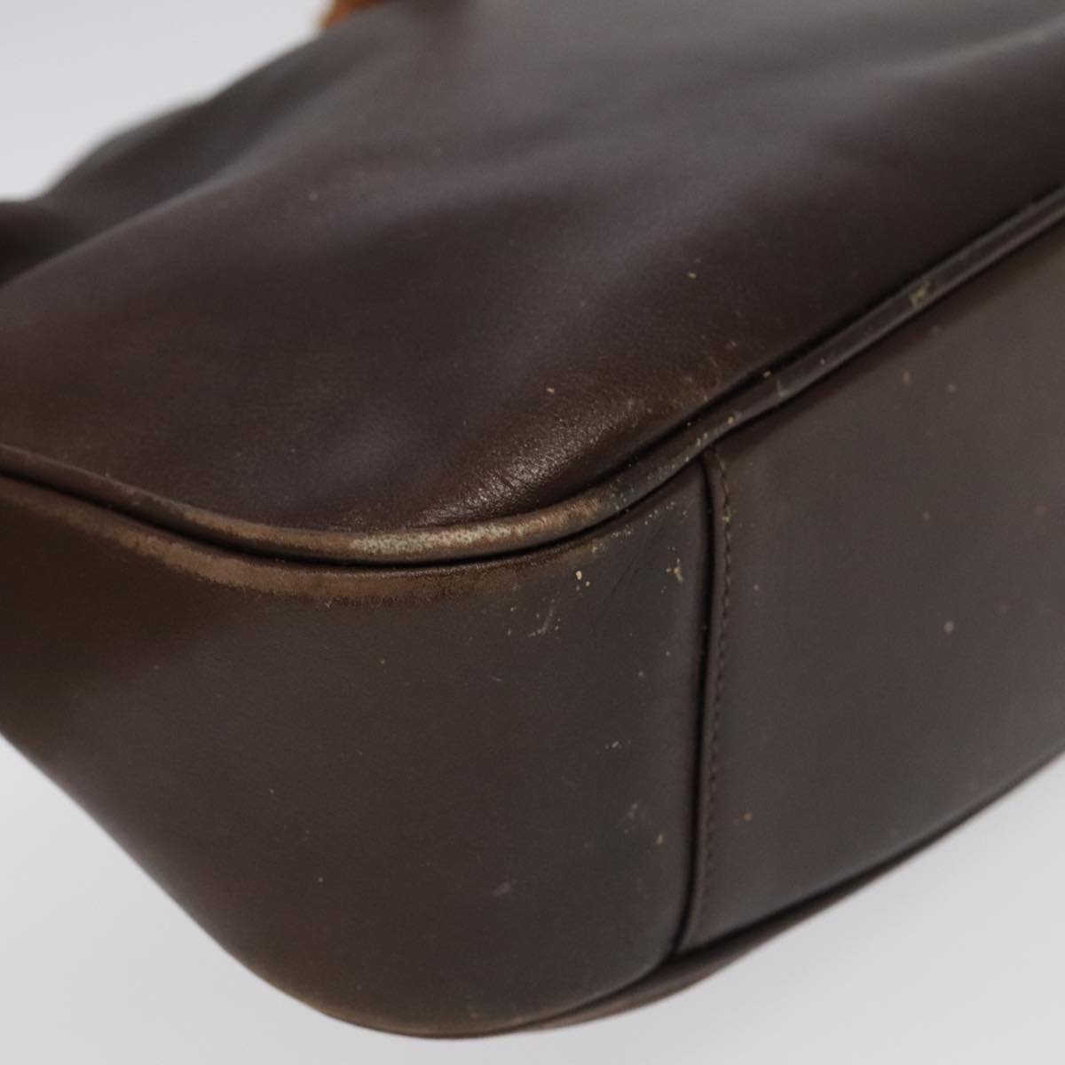 GUCCI Bamboo Hand Bag Leather 2way Brown Gold 001 3444 1638 bs20098