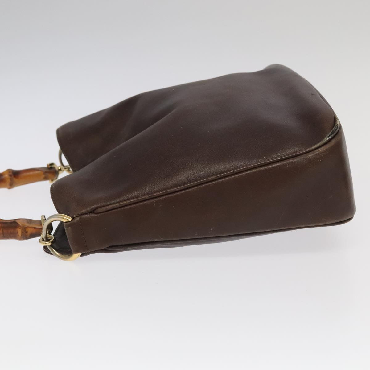 GUCCI Bamboo Hand Bag Leather 2way Brown Gold 001 3444 1638 bs20098