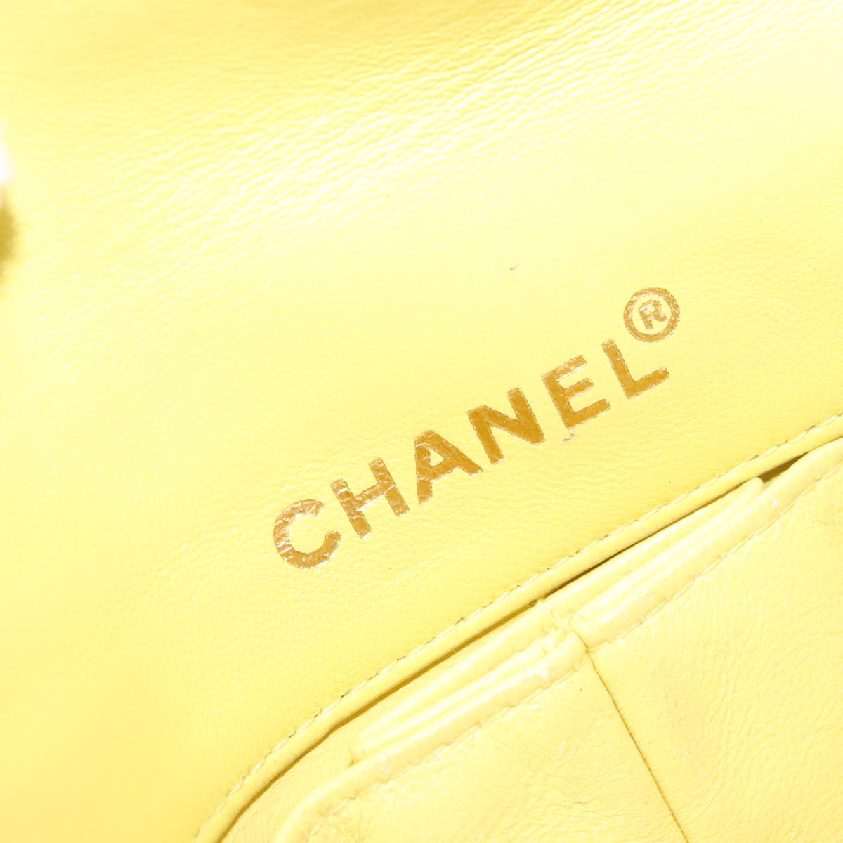 CHANEL Choco Bar Chain Shoulder Bag Lamb Skin Gold Tone Gold CC bs20107