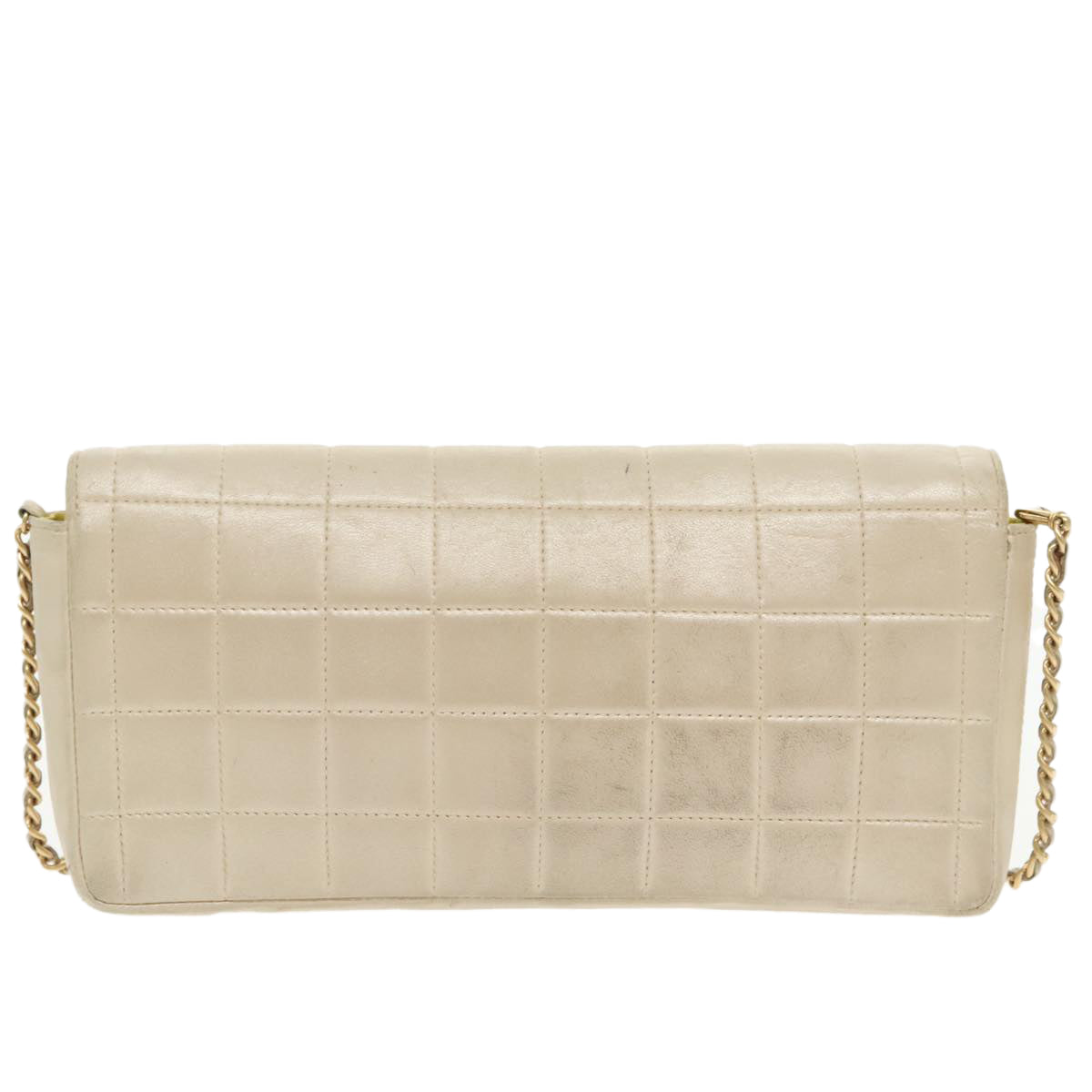 CHANEL Choco Bar Chain Shoulder Bag Lamb Skin Gold Tone Gold CC bs20107