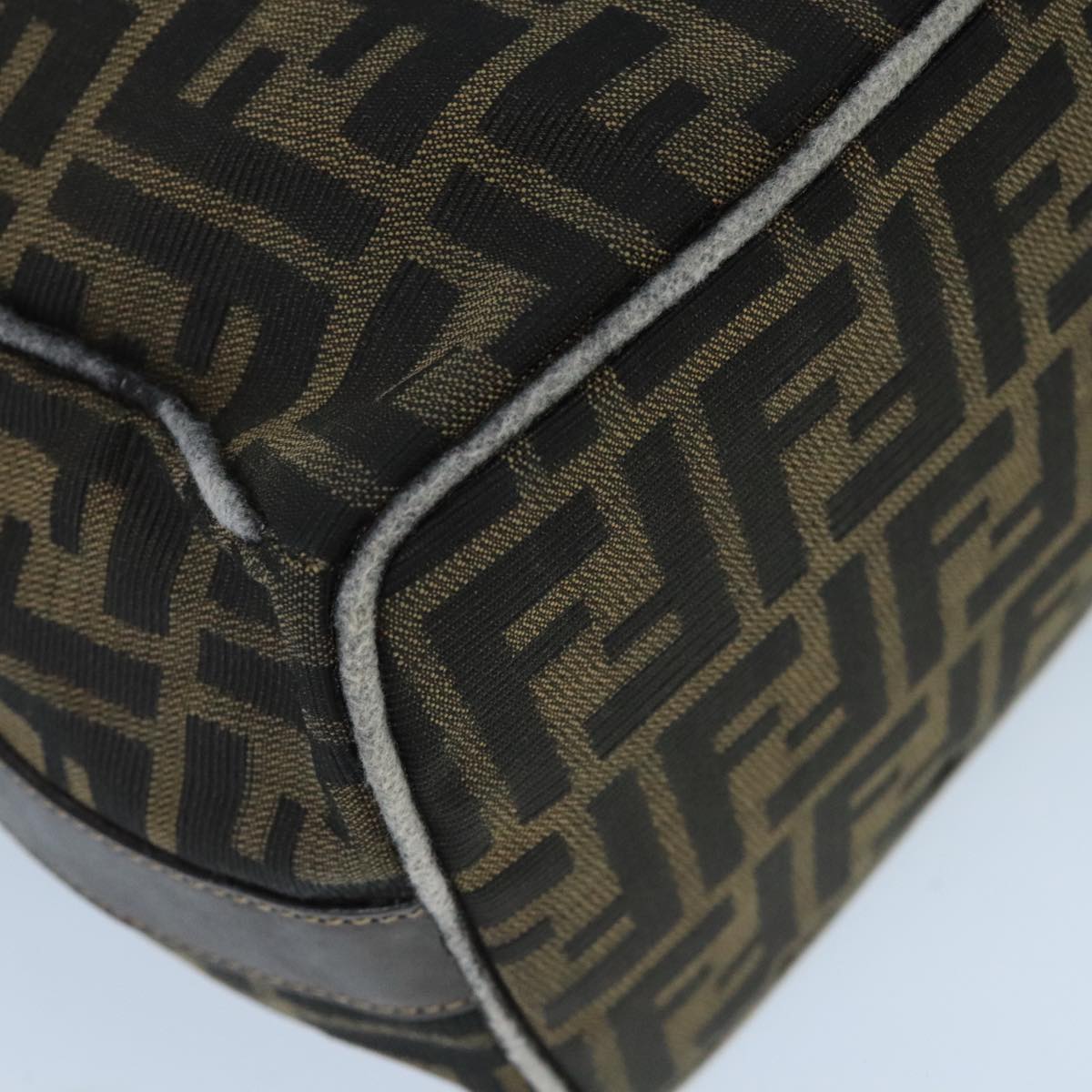 FENDI Zucca Canvas Hand Bag Brown Black gold bs20148