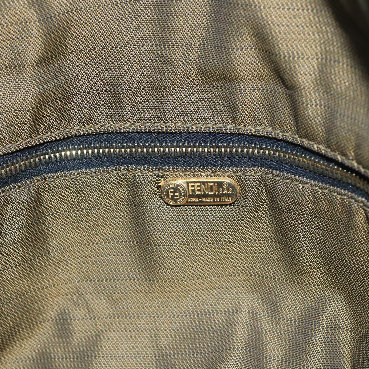 FENDI Zucca Canvas Hand Bag Brown Black gold bs20148