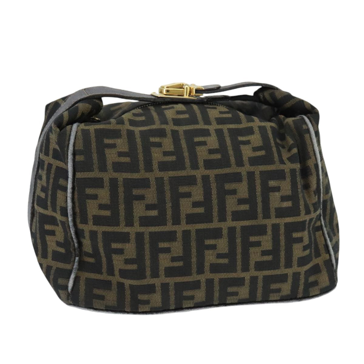 FENDI Zucca Canvas Hand Bag Brown Black gold bs20148